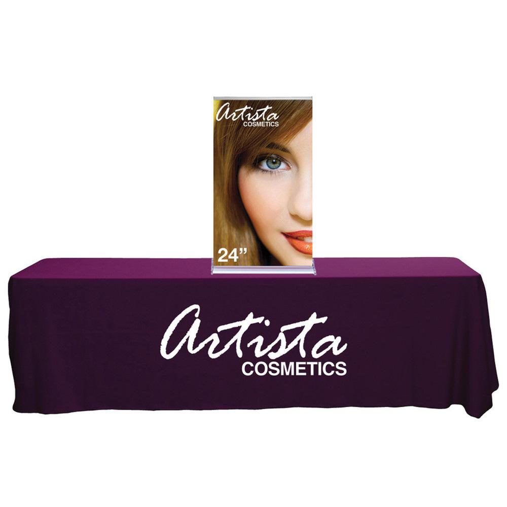 24 in. SilverStep Tabletop Retractable Banner Stand — Graphic Package / Silver